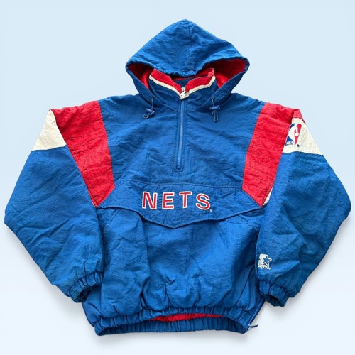 Vintage New Jersey Nets Jacket Mens XL Blue NBA Basketball Starter Hooded 90s - Image 1