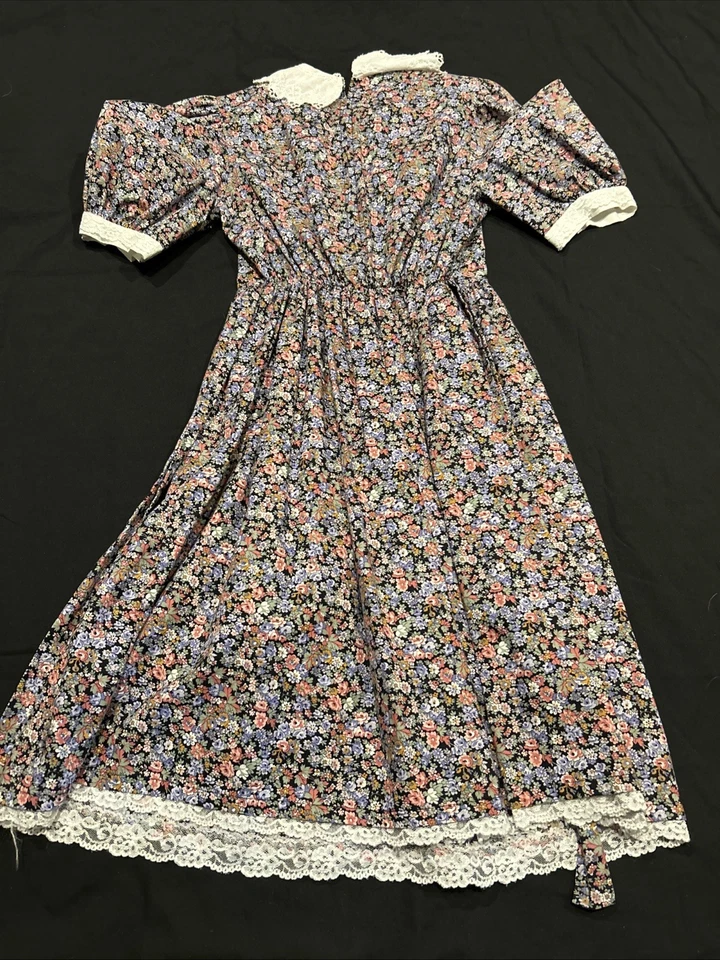 Vestido Bonnie Jean Niñas Floral Encaje Acento Cottage Core Farm B16 Foto 3 de 4