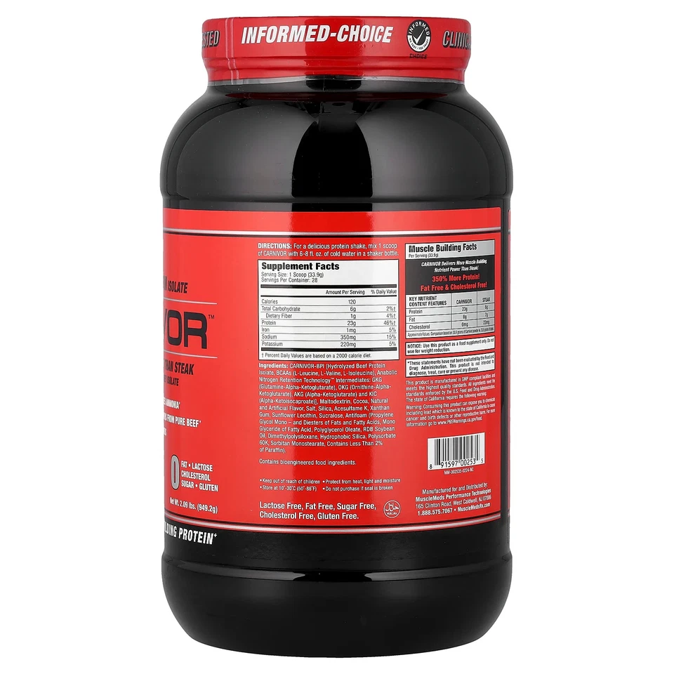 MuscleMeds, Carnivor, aislado de proteína de carne de res de bioingeniería, chocolate, 2,25 libras Foto 2 de 3