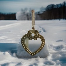 Heart Ornament Picture Frame SILVER GLITTER Fits 2.5  W x 2.5"H Photo