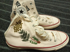 CONVERSE custom Embroidered FLORAL MW INITIAL high tops sneakers shoes 8M/10W