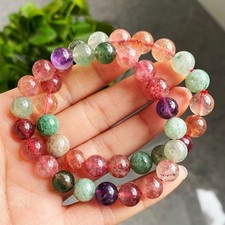 9/9.5mm 2pcs Natural Beautiful Red Green Strawberry Quartz Crystal Bracelet