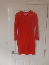 Little Red Dress Lace Sleeve Back Sexy Party UK 12 by H&M