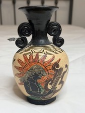 Greek Vase Pottery Apollo Sun God Mythology Handmade 7” Jug Greece Hand Painted