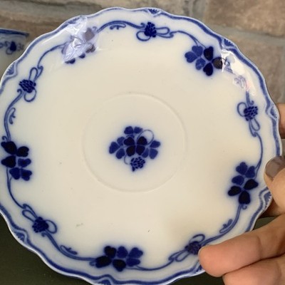 ONE Antique Flow Blue Clover Pattern 5.75  Saucer - W.H. Grindley England