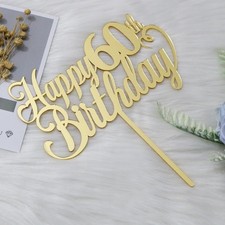 Happy 60th Birthday Cake Topper Acrylic Birthday cake decorations  Mirror ac...