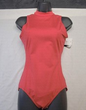 Capezio Studio Collection High Neck Leotard Red High Neck Snap Back SZ LA