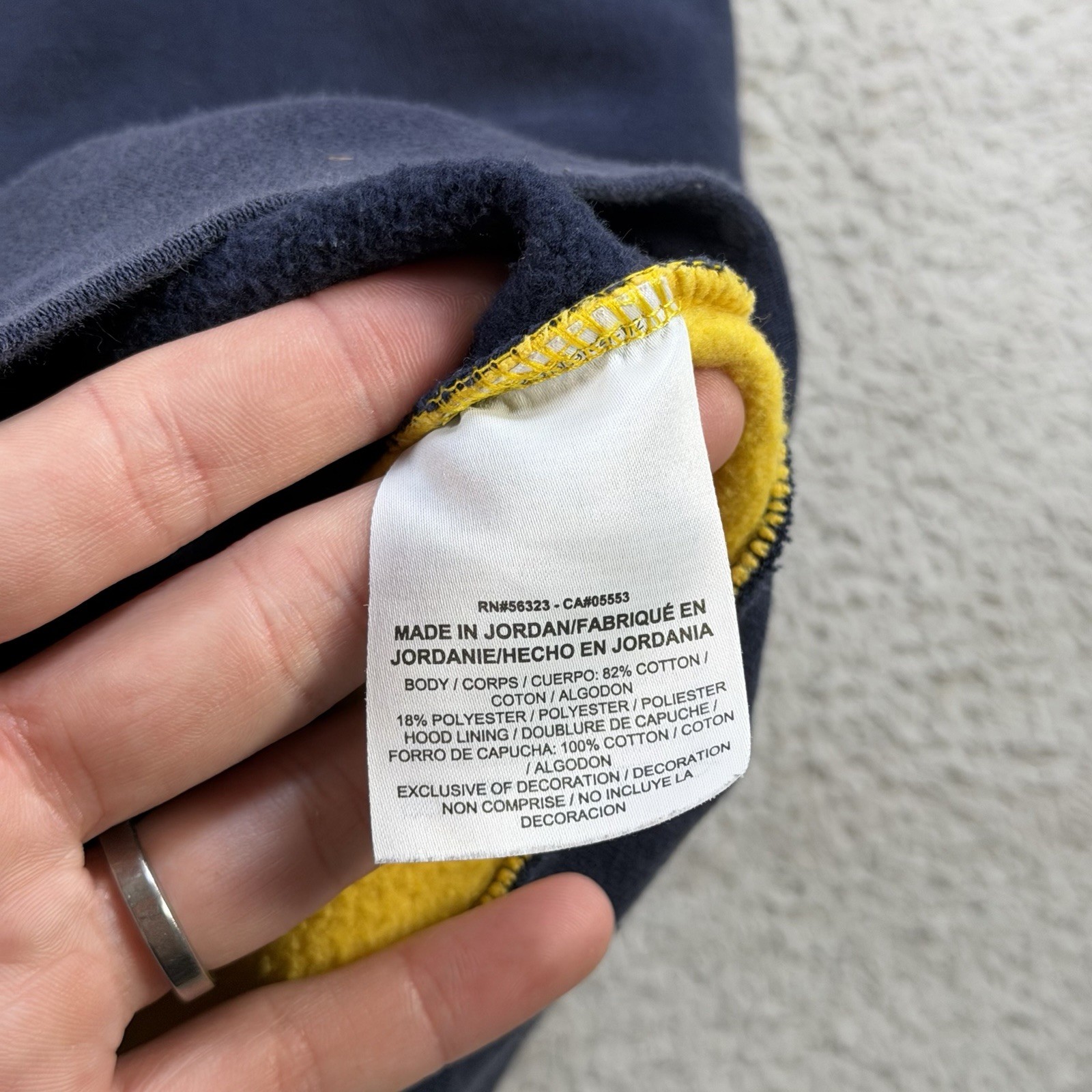 Nike Hoodie Mens Medium Yellow Navy Full Zip Fleece Big Swoosh Jacket Y2K thumbnail 7