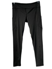 Pull On Leggings Large Pull On Side Pockets Black Nylon Blend Yoga Athleisure 