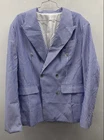 GIOVANCO Women's Blue White Striped Double Breasted Blazer Jacket XL NWT