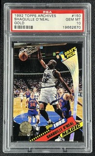 SHAQUILLE O'NEAL PSA 10 1992 TOPPS ARCHIVES #150 ROOKIE GOLD RC MAGIC SP GEM