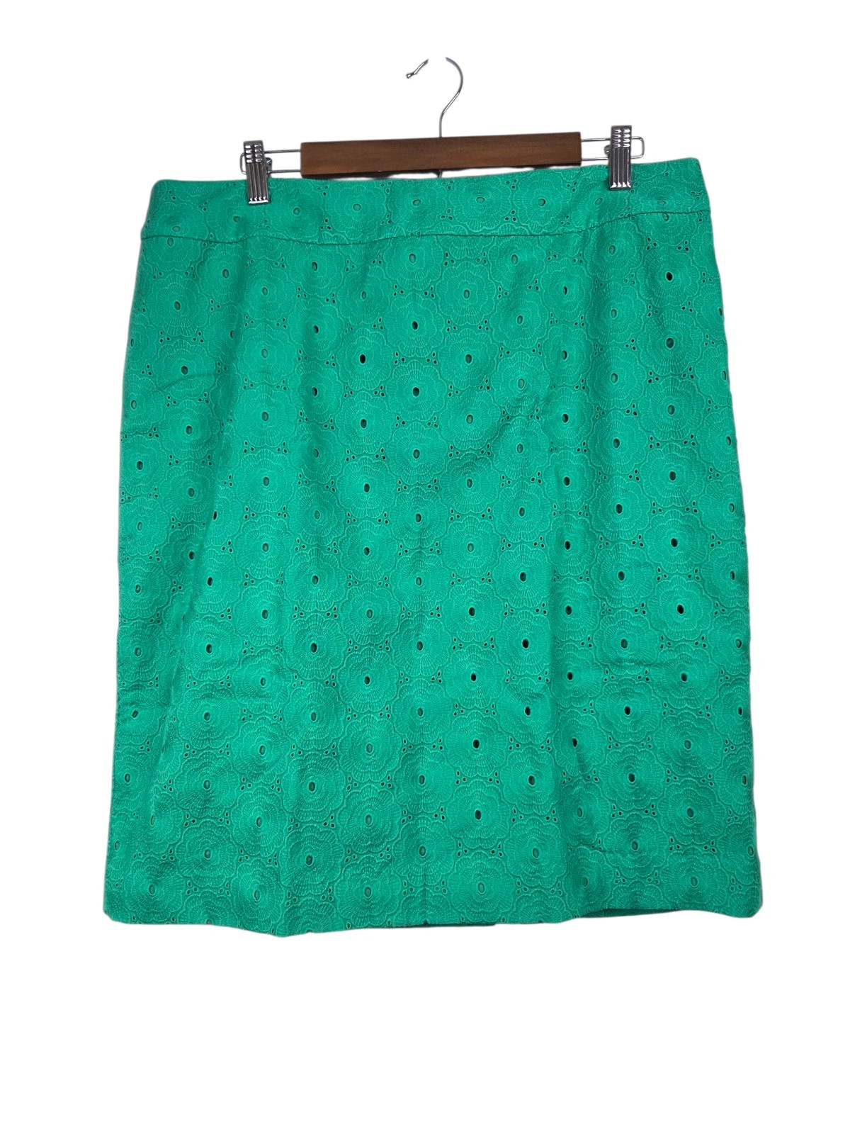 Talbots Women’s Green Floral Eyelet Skirt 100% Cotton Lined Size 14 NWT