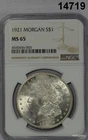 1921 MORGAN SILVER DOLLAR BLAST WHITE NEAR GEM!  NGC CERTIFIED MS65 #14719