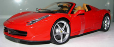 1/18 SCALE Hot Wheels ELITE Ferrari 458 SPIDER RED with/ TAN INTERIOR