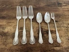 Set of 6 Antique Gorham Lancaster Rose Sterling Silver Fork Teaspoon w/ Mono