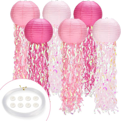 Jellyfish Paper Lanterns,Under the Sea Party Decorations 6Pack with String and H
