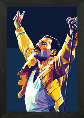 Freddie Mercury Pop Art Portrait gerahmtes Wandbild Poster Leinwanddruck Bild