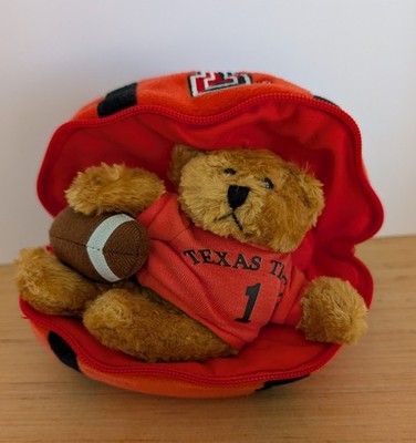 Plushland Teddy Bear in Football Zippered Plush Stuffed Toy Texas Tech Red 7''