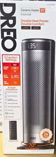 DREO Solaris 628 Ceramic Tower Heater 2000W 70° Oscillation Remote Timer