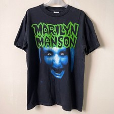 Vintage Marilyn Manson Blue Face Graphic T-Shirt Bootleg Single Stitch L