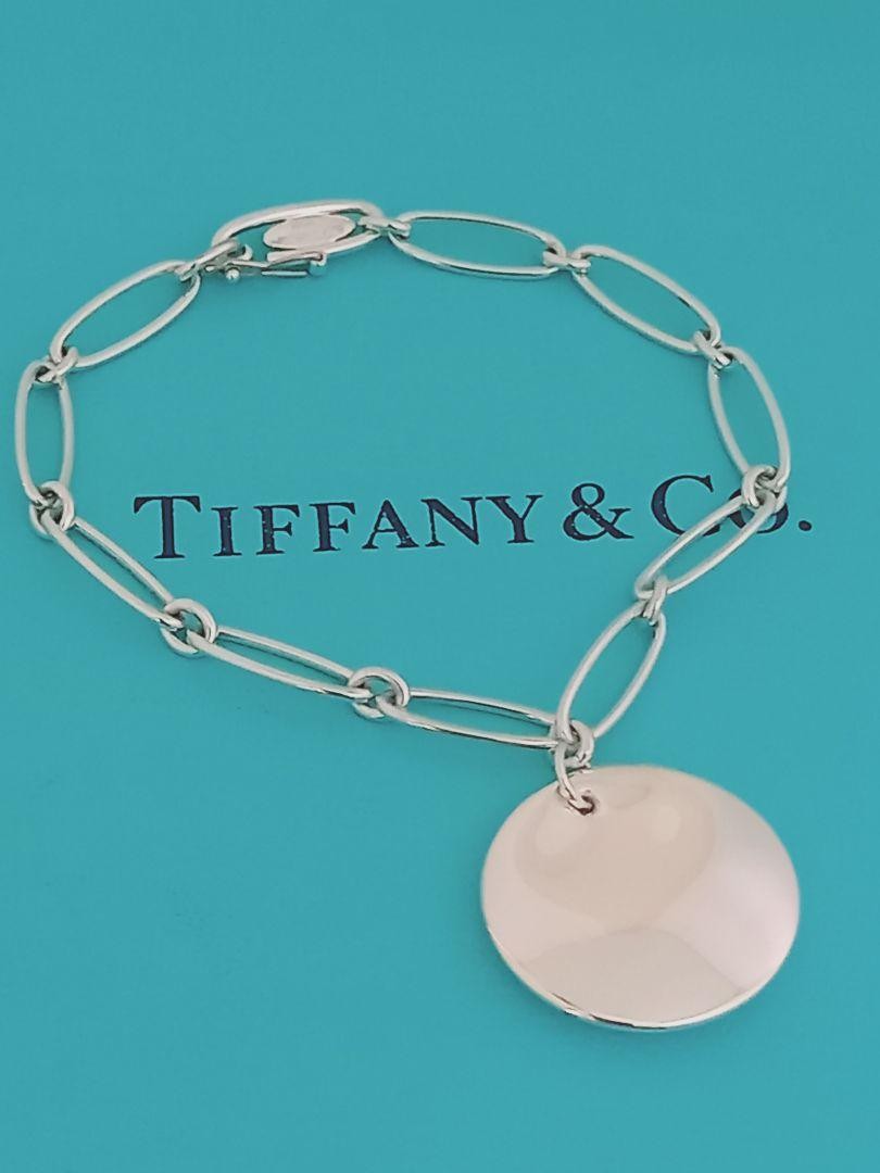 Tiffany Elsa Peretti Sterling Silver 18cm Round Tag Bracelet Used