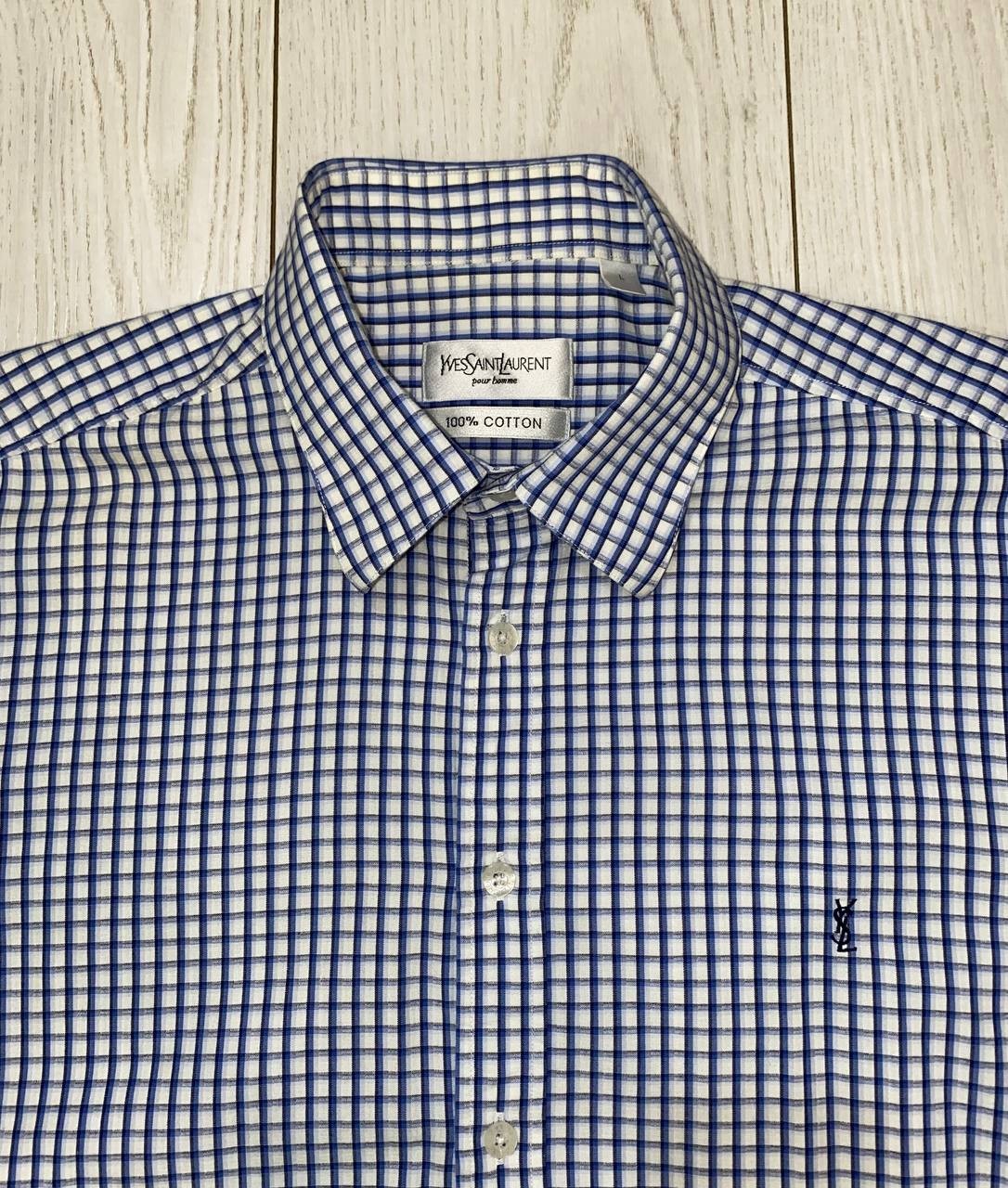 Yves Saint Laurent YSL Pour Homme Rare Mens Long Sleeve Button Logo Shirt Size L image 4
