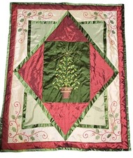 Christmas Tree Holiday Quilt Throw Decor 50x60" Sequins GC Beautiful READ