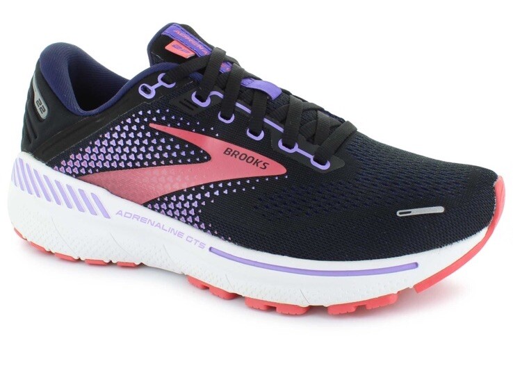 Brooks Adrenaline GTS 22 Shoes Womens Size 10 Black Purple Sneakers Gym Run