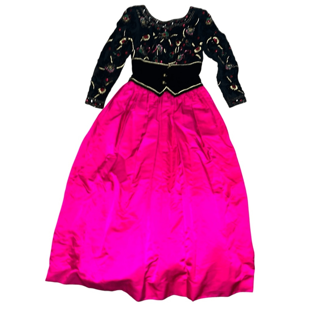 1960s/1970s Vintage Victoria Royal LTD Hong Kong Bead Sequin Gown Dress Sz