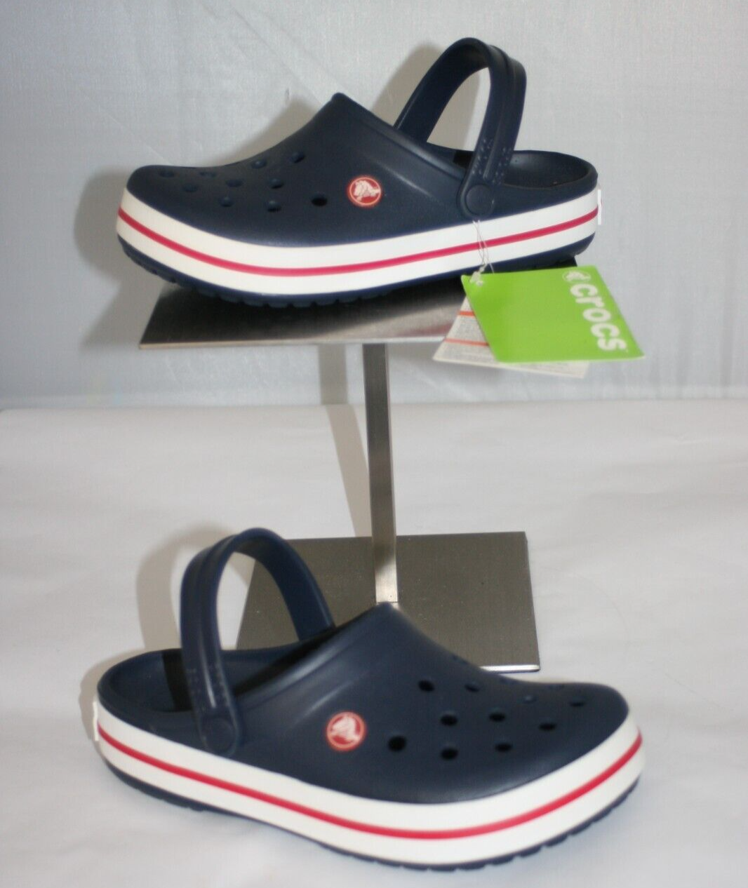 Crocs Unisex Navy Red White Relaxed Fit Closed Toe Shoes 11016-410 Size M4 W6 New-image