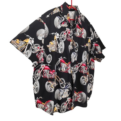 Nueva Camisa Chopper Vintage Abotonada Manga Corta Hombres Motocicleta Hotrod Negra 5XL - Imagen 4 de 9