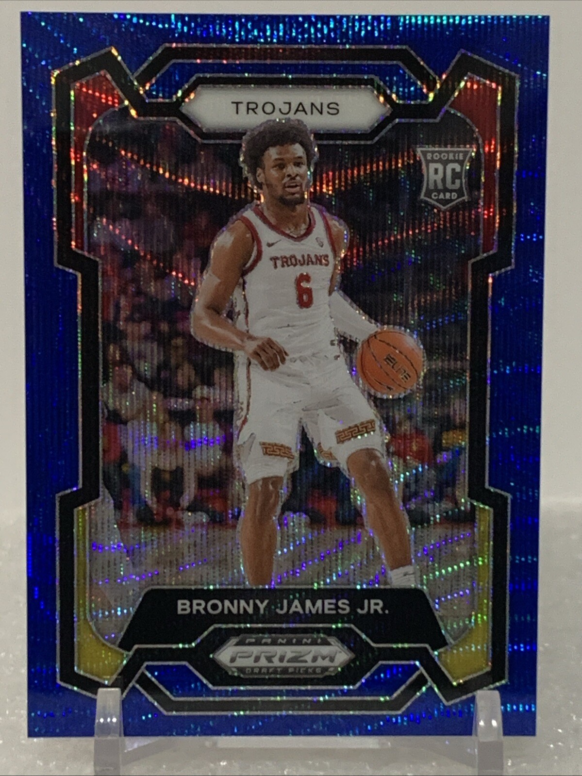 2024 Prizm Draft Picks - Blue Wave #86 Bronny James RC 162/249