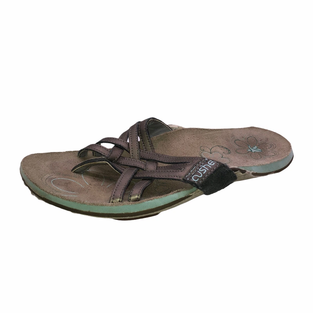 Cushe Brown Criss Cross Slide Thong Flip Flop Sandals Shoes Womens US 10