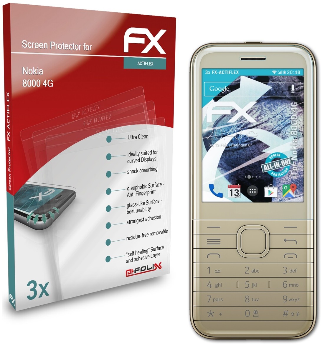 Pack 3 Films Protecteurs D'écran AtFoliX Pour Nokia 8110 4G - Anti-rayures, Clair, Réutilisable