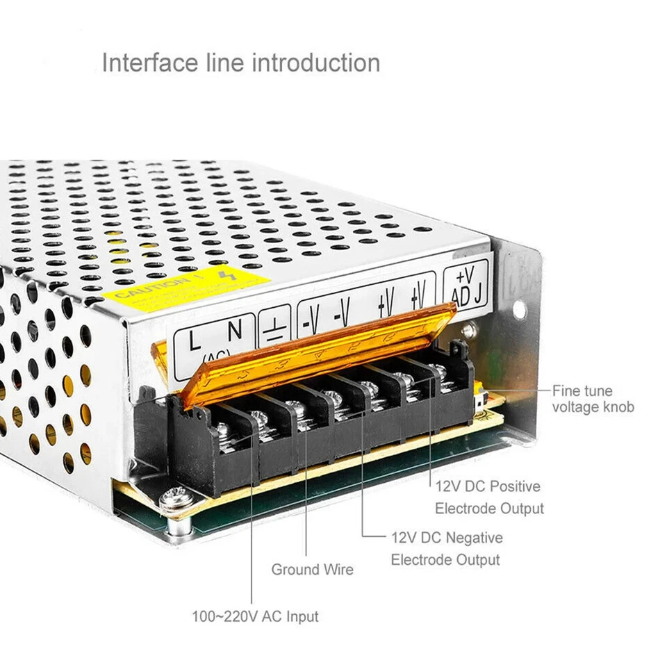 Alimentatore 5v-48v 2A-30A Trasformatore da AC a DC Striscia LED Interruttore Driver - Immagine 3 di 4