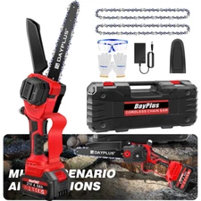 8" Mini Electric Chainsaw Cordless Brushless Handheld Chain Saw with 2 Batteries
