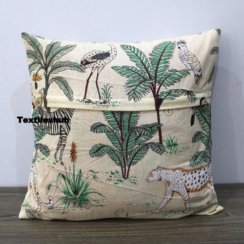 Indian Beige Tiger Forest Cotton Cushion Cover Pillow Case Home Decorative Cover - Picture 5 of 6
