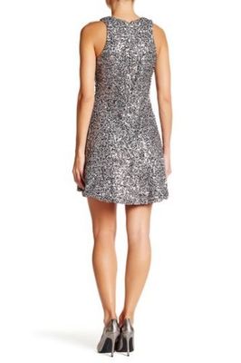 DRESS the POPULATION Silver Gray Mia Sequin Embellished Flare Cocktail XS =  2/4 | eBay