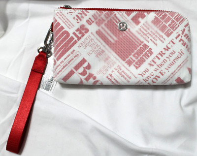 New Lululemon Curved Wristlet Manifesto Print - Red & White