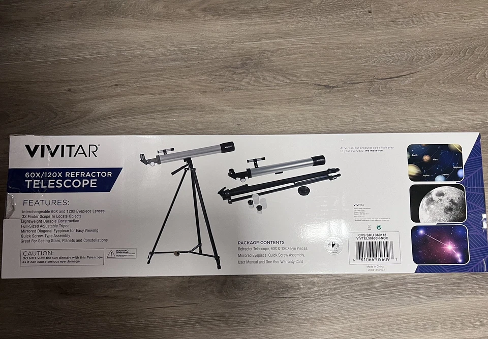 Vivitar Stars And Beyond 60x/120x Refractor Telescope VIV-TEL-50600 With Tripod - Image 2 of 3