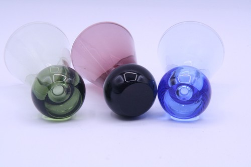 Ball Base Shot Glasses Set of 3 - MCM Handblown Multi-colored Drinkware - Picture 8 of 12