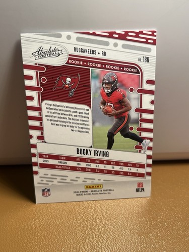 2024 Panini Absolute Football Bucky Irving BLUE Foil Rookie (RC) #186 ROOKIE TB - Picture 2 of 2
