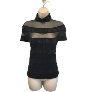 black mesh sparkle top