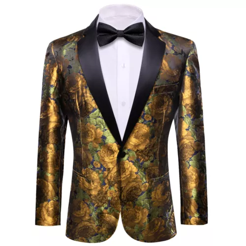 Para Hombres Floral Esmoquin Cena Chaqueta Calce Regular Chal Solapa Paisley Baile de graduación Fiesta Traje - Imagen 230 de 236