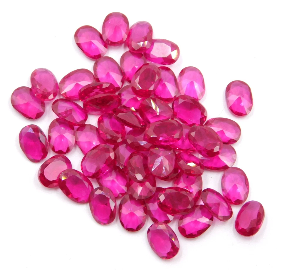 Lab Created Imitation Ruby Oval Cut Lot Loose Gemstone 5x7 MM For Jewelry P-3079 - Image 2 of 4