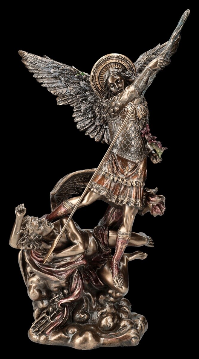 Archangel Michael Figure Defeats Devil - Religious Veronese Statue Patron Saint