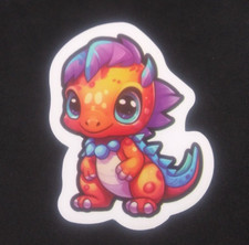 Purple  Orange Cute Baby Dinosaur Sticker 2.78" x 2.18" J 
