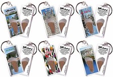 Albany, NY FootWhere® Souvenir Keychains. 6 Piece Set. Made in USA