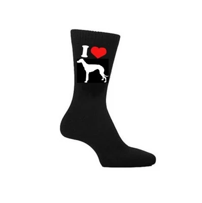 EMBROIDERED FOR YOU I Love Greyhound dog Socks, Greyhounds Dogs Owners Socks Novelty Gift