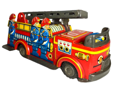 PSA10　 Fatman Littleboy in the　エコエコレンジャー VINTAGE SN JAPAN LITHO TIN FRICTION FIRE ENGINE 7.5